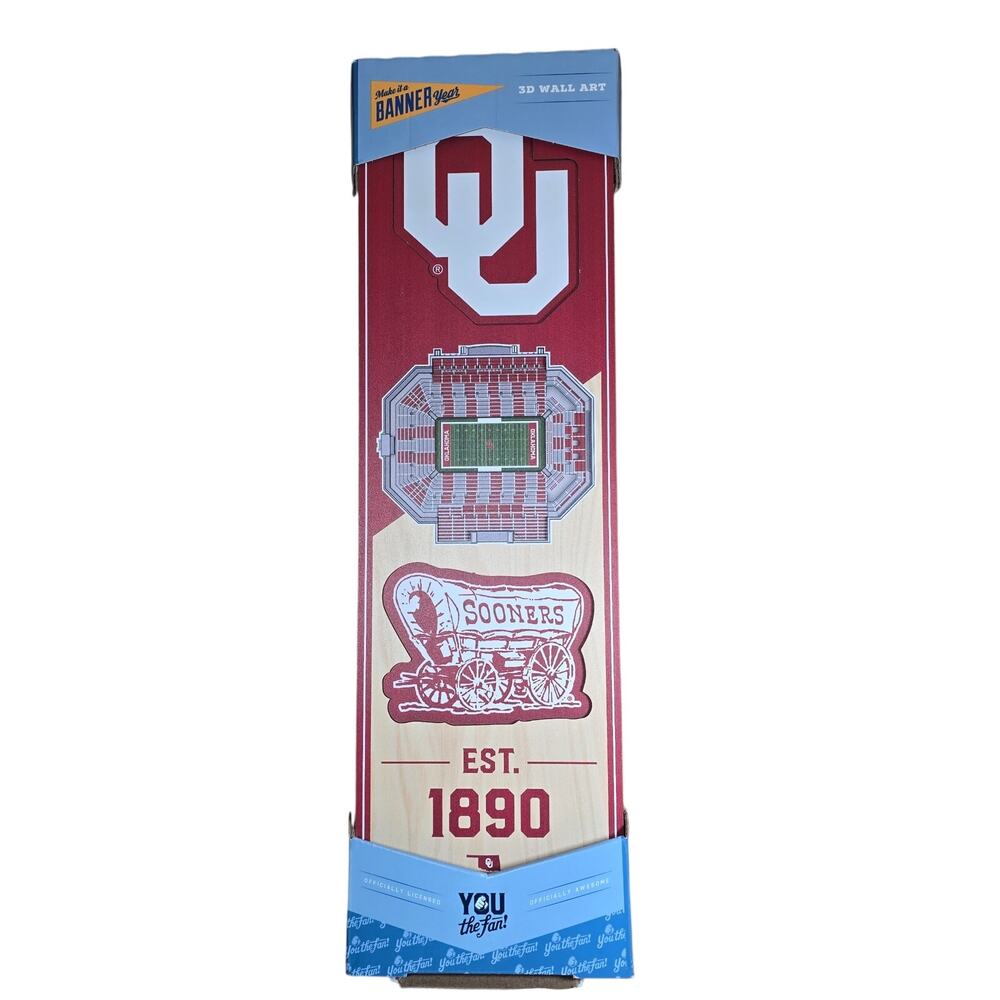 YOU THE FAN 3D WALL ART Oklahoma Sooners 6'' x 19'' 3D Stadium View New In Box
